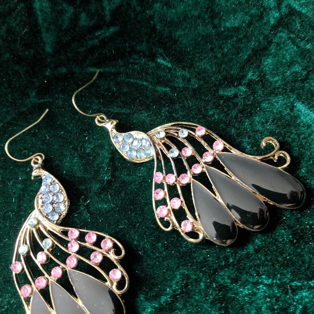 3 for $10 Jeweled peacock earrings